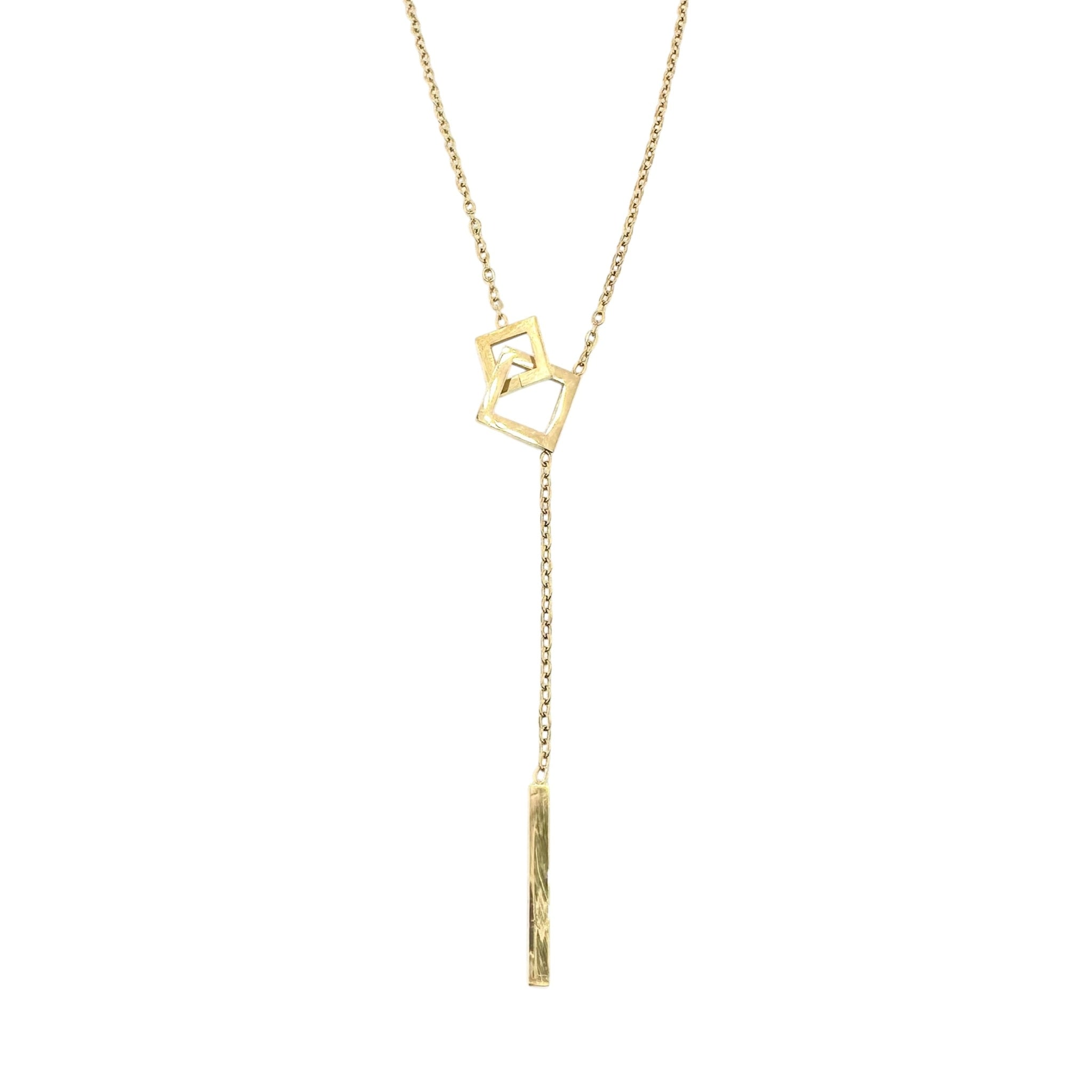 Wasserdichte Y-Halskette mit geometrischem Anhänger Gold