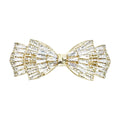 Automatikhaarspange Doppelschleife Gold Baguette Kristall Strass Art Déco