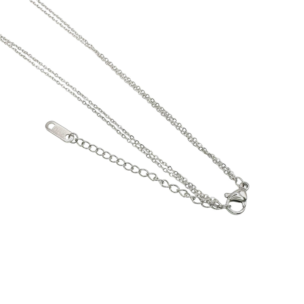 Wasserdichte zweireihige Y-Lariat-Halskette mit drei Zirkonia-Bezel-Anhängern Silber