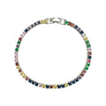 Wasserdichtes Buntes Zirkonia Tennis-Armband, quadratisch, silberfarben