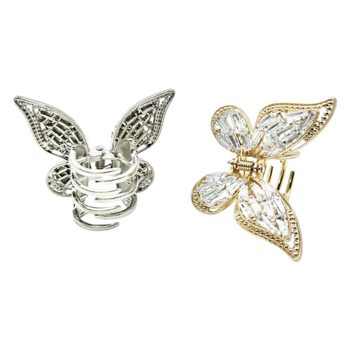 Haarklammer Schmetterling Baguette Kristall Silber Gold