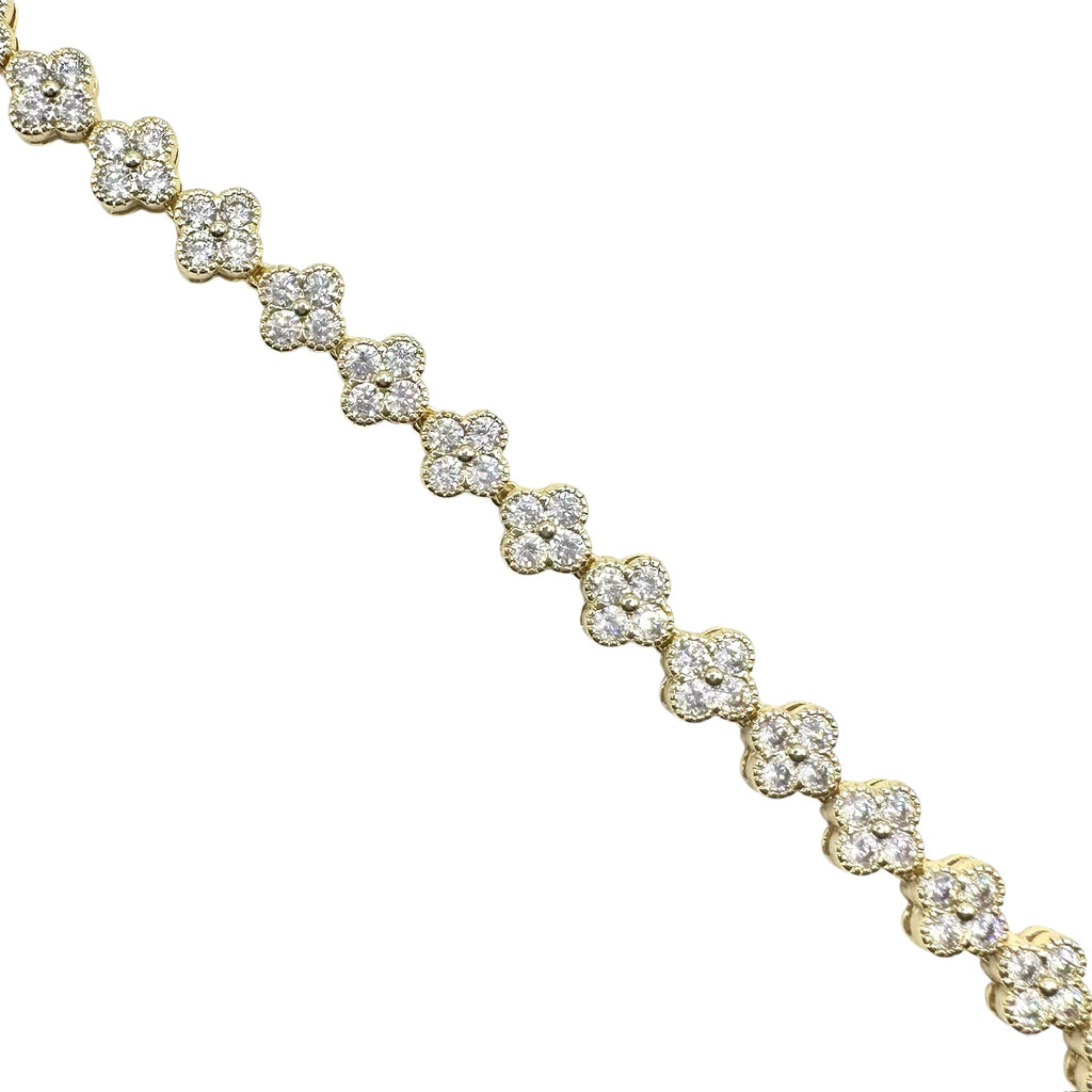 Wasserdichtes Zirkonia Kleeblatt-Armband, goldfarben