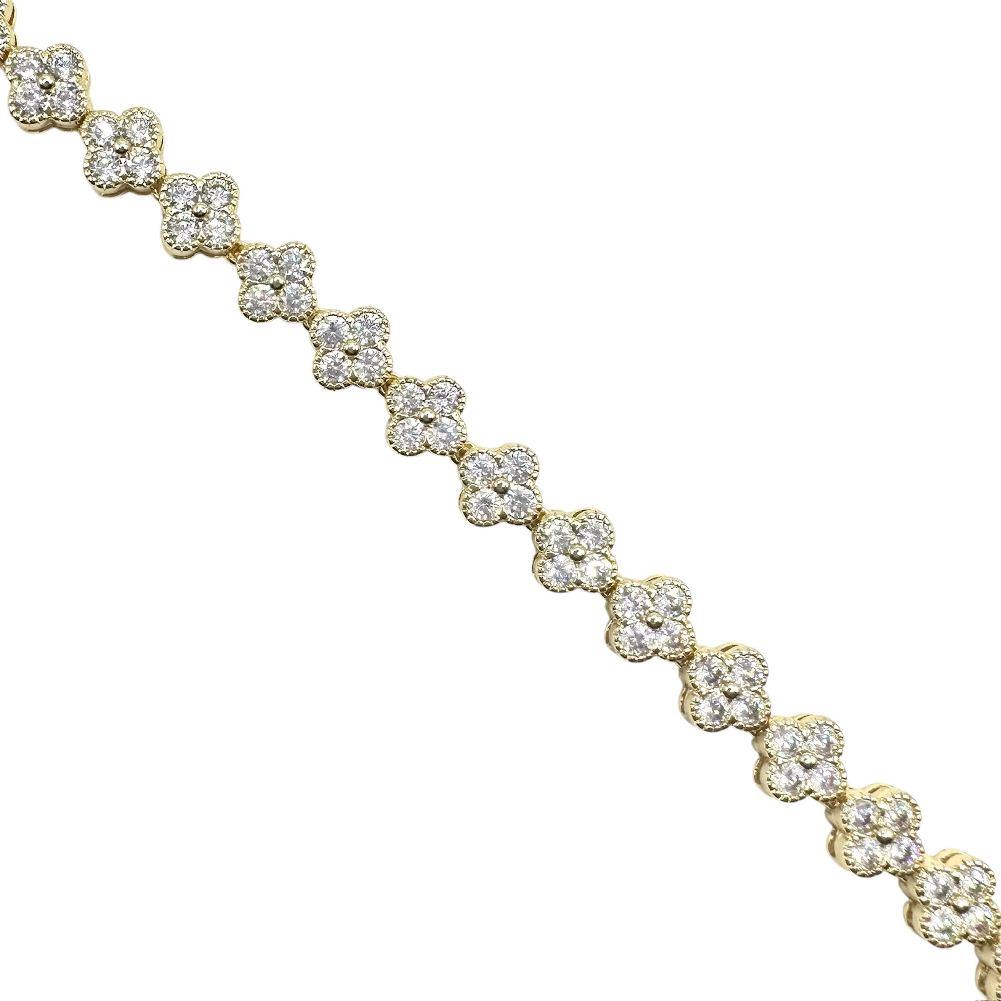Wasserdichtes Zirkonia Kleeblatt-Armband, goldfarben