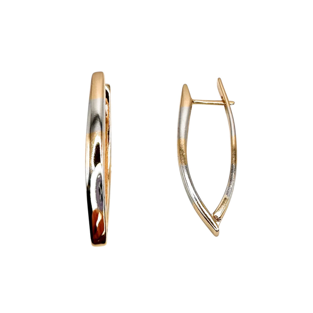 Wasserdichte Zweifarbige Marquise-Creolen, Gold-Silber