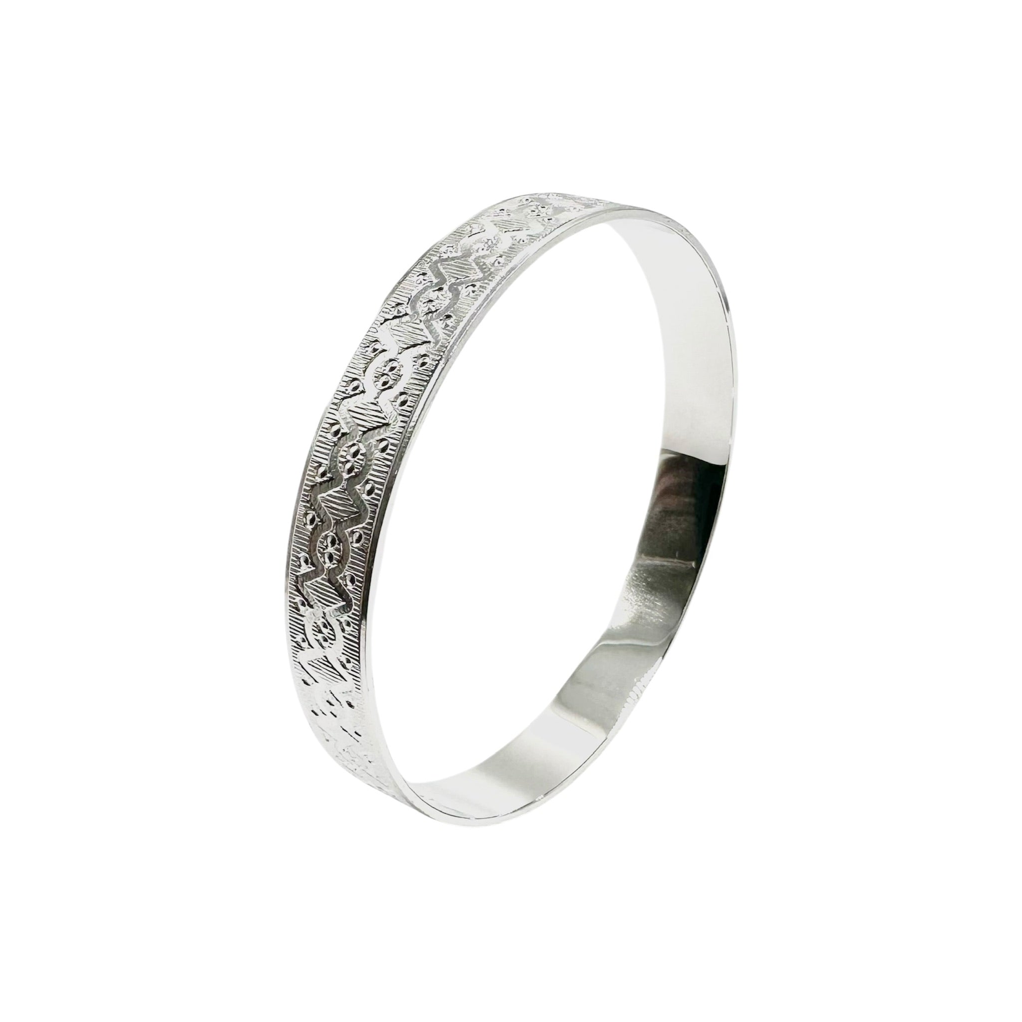 Wasserdichtes Gravur Ranken Slip-On Bangle Armreif Silber