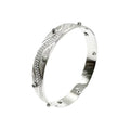 Wasserdichtes Textur Zirkonia Slip-On Bangle Armreif Silber