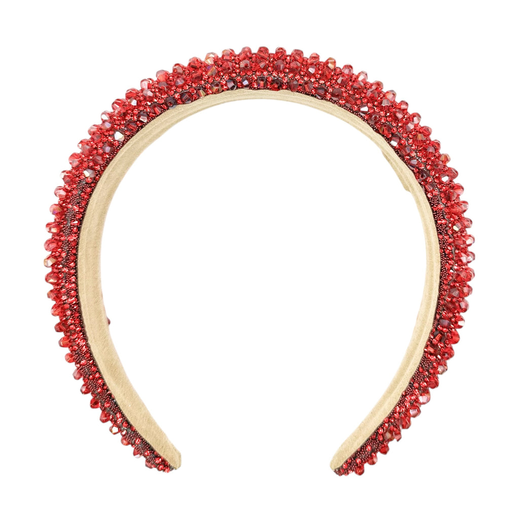 Haarreif Rot Kristall Perlen Glamour 35mm