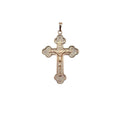 Wasserdichter orthodoxer Kruzifix-Anhänger mit Zirkonia-Pavé und Kleeblatt-Enden Rosegold