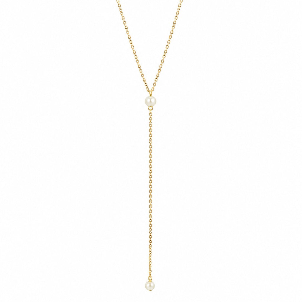 Wasserdichte Y-Kette mit Perlen Goldfarbe