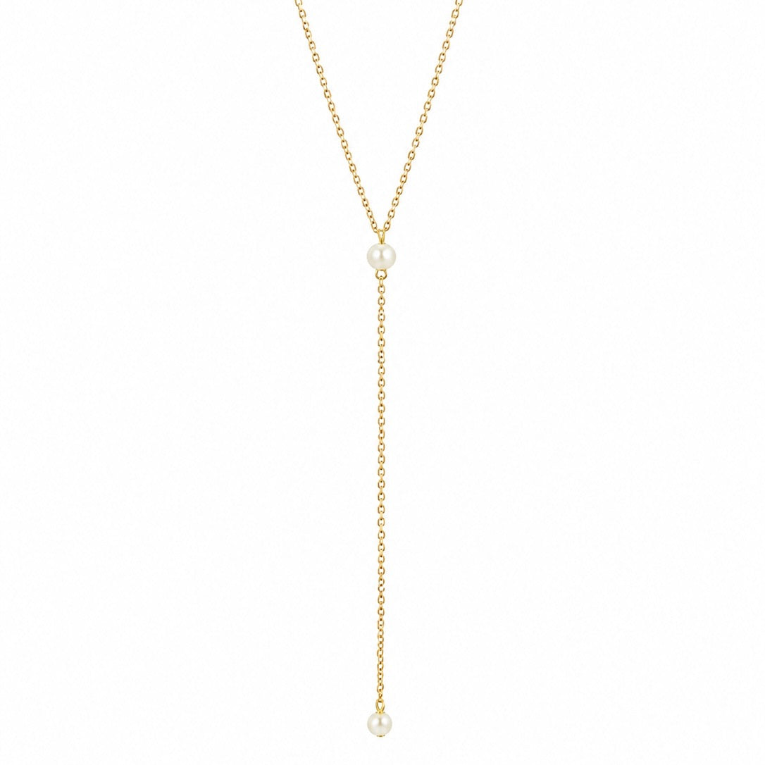 Wasserdichte Y-Kette mit Perlen Goldfarbe