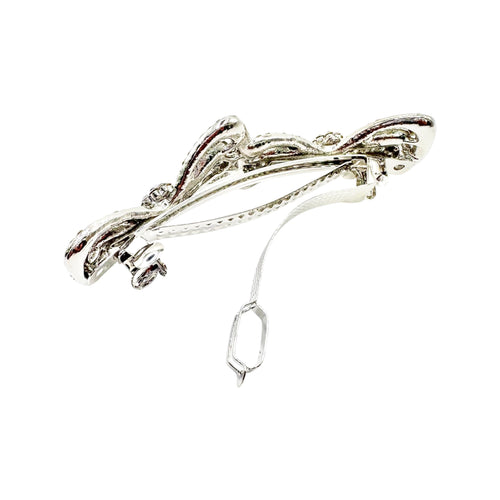 Automatikhaarspange Schleife Silber Aurora Borealis Kristallblume Tropfen Strass
