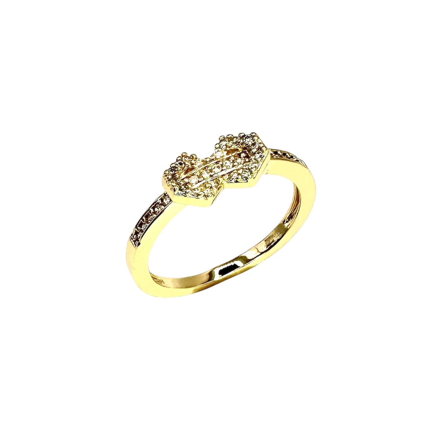 Wasserdichter Ring mit geometrischem Knoten und Zirkonia Gold