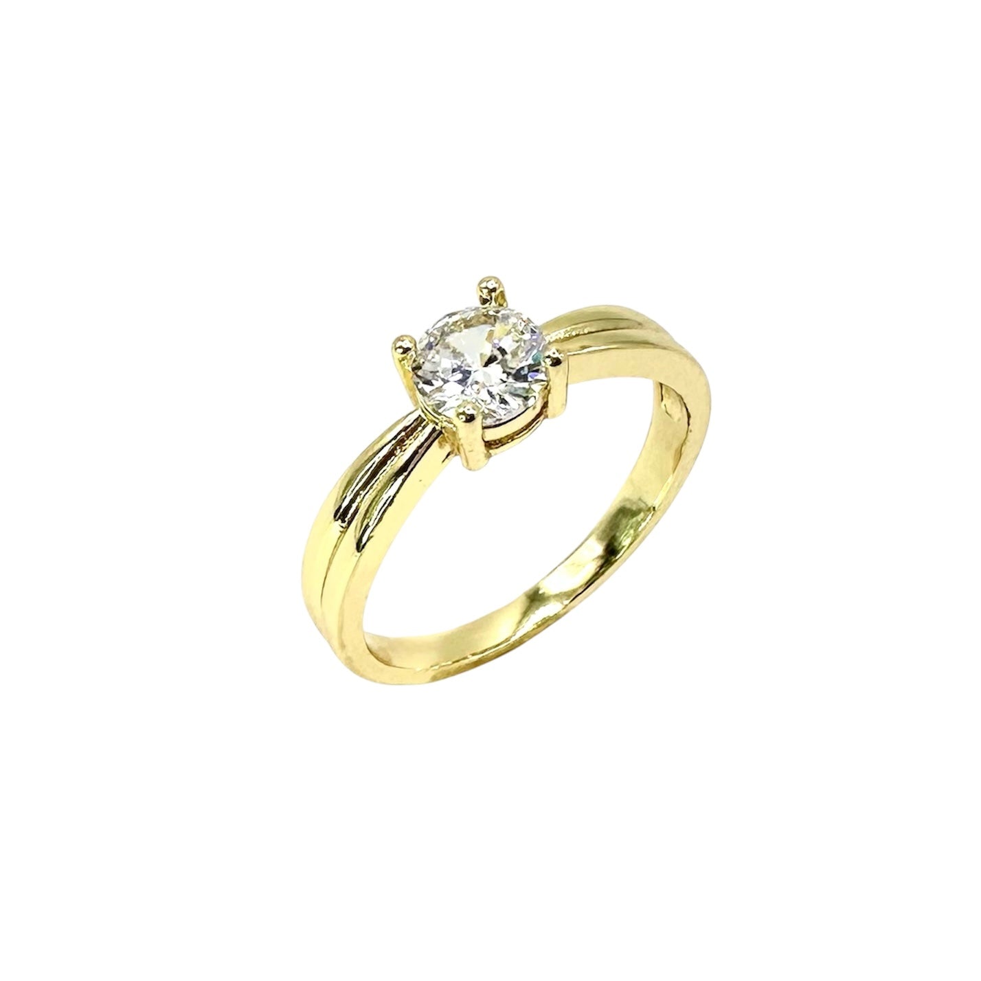 Wasserdichter Solitär-Ring mit Zirkonia Gold
