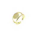Wasserdichter offener Doppelband-Ring mit Tropfen-Zirkonia-Pavé Gold