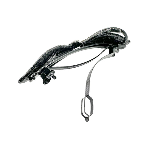 Automatikhaarspange Schleife Gunmetal Schwarz Kristall Strass Streifen Offen