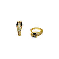 Waterproof Hoop Earrings Gold Color Snake Design Black Zirconia