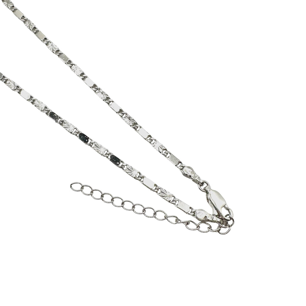 Wasserdichte Diamantschliff-Plättchen-Kette 2mm 45cm Silber