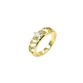 Wasserdichter Ring mit Herz-Zirkonia und durchbrochenem Diagonalband Gold