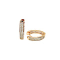 Waterproof Hoop Earrings Rose Gold 2-Row Crystal Pavé Square Wide Hoop