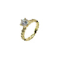 Wasserdichter Solitär-Ring mit Zirkonia und Waben-Band Gold