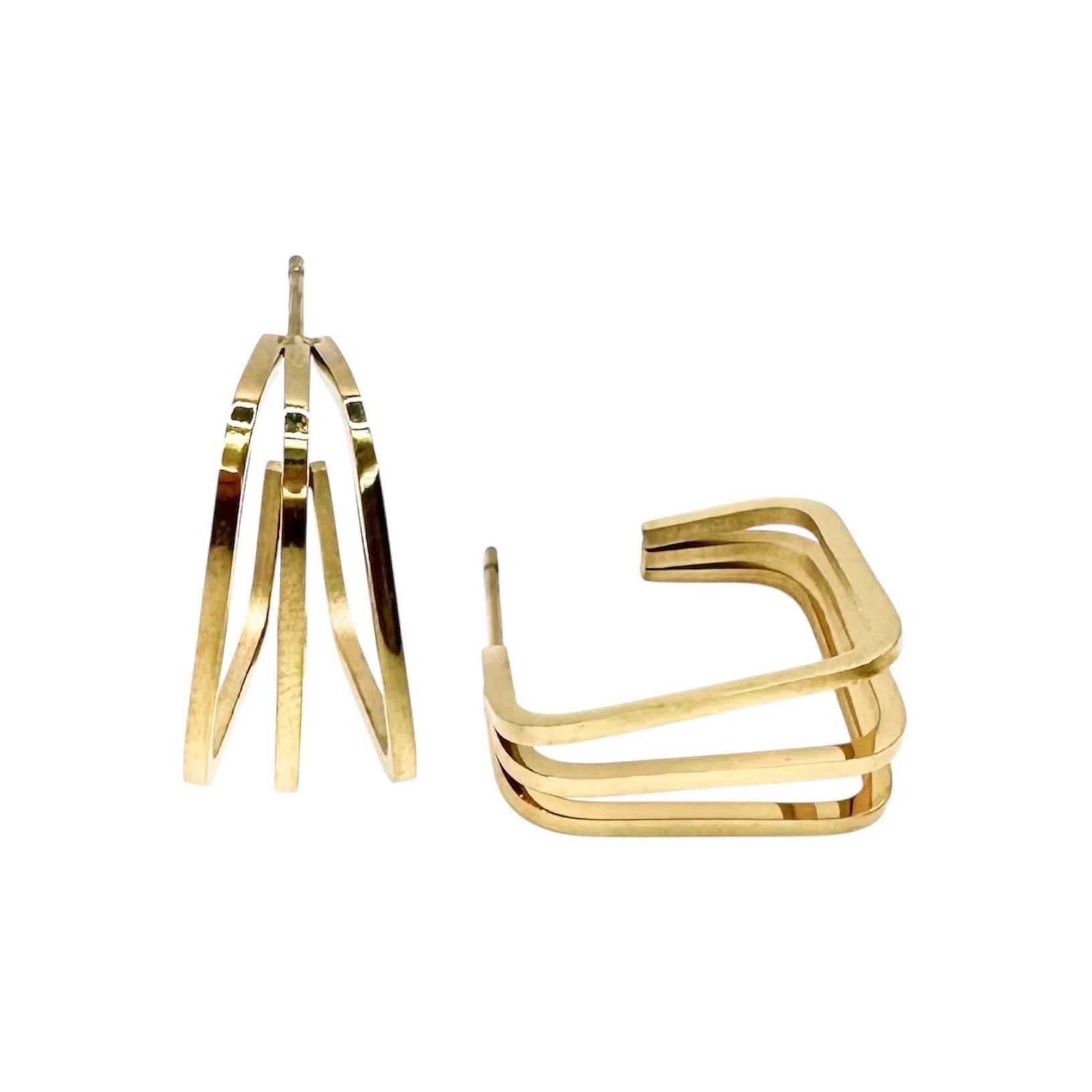 Wasserdichte Geometrische Reifen-Ohrstecker, goldfarben