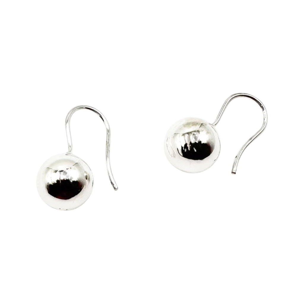 Wasserdichte Ohrhänger Silber Runde Kugel 8mm Hochpoliert Schlanker Ohrhaken Minimalistisch