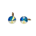 Waterproof Rivoli Crystal Earrings Aurora Borealis AB Gold 12mm