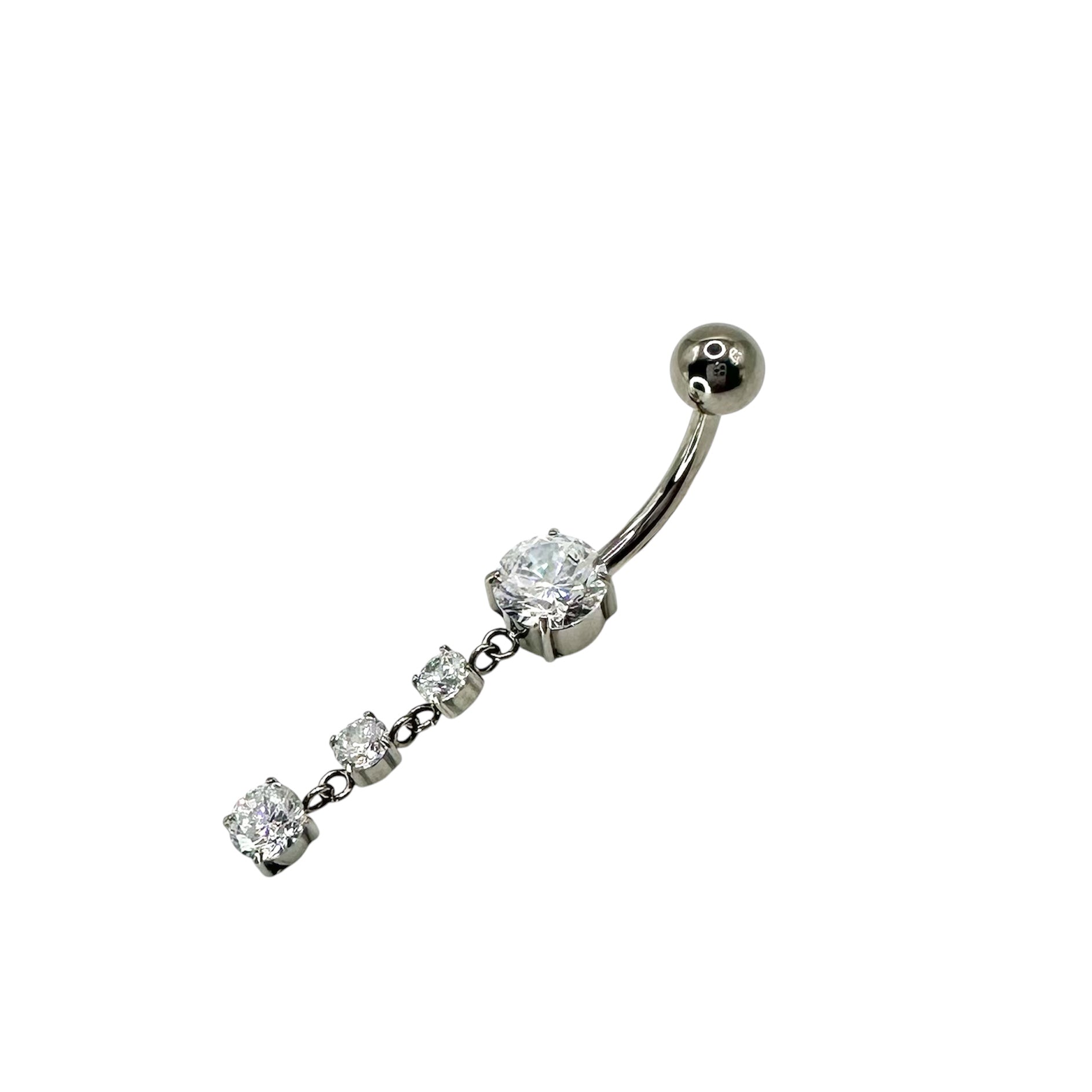 Titan Bauchnabelpiercing CZ Kette Trio 1.6x10mm