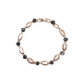 Wasserdichtes Schwarzes Zirkonia Armband, Marquise-Glieder, roségoldfarben
