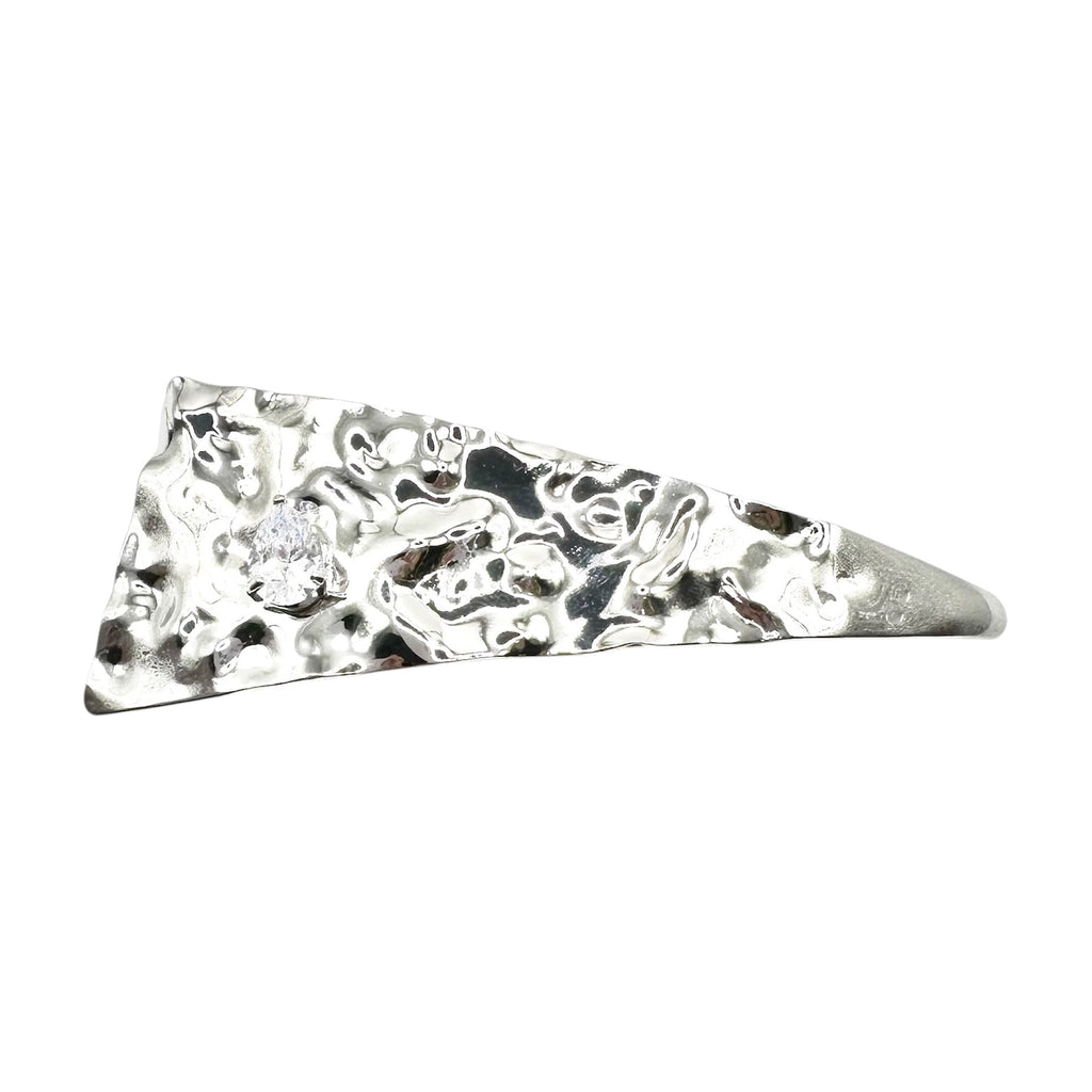 Automatikhaarspange Silber Gehämmert Metall