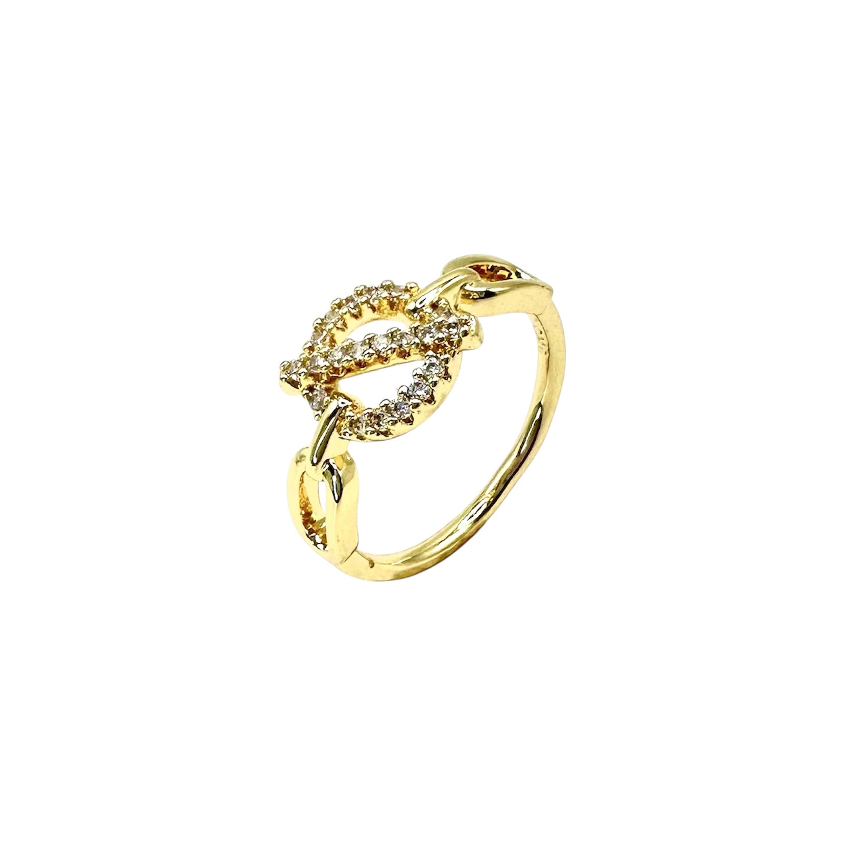 Wasserdichter Gliederring mit Zirkonia-Pavé Oval Gold