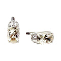 Waterproof Earrings Silver Cushion-Cut Champagne Zirconia 14x10mm 4-Claw Art Deco Fan Crystal Pave Cap