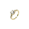 Wasserdichter Solitär-Ring mit rundem Zirkonia und Infinity-Pavé Band Gold
