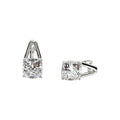 Waterproof Sterling Silver Cushion-Cut Zirconia 9mm 4-Prong Setting Curved Leverback Zirconia Accent
