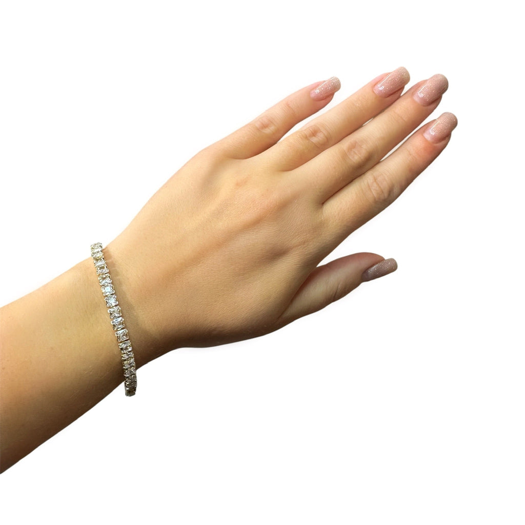 Wasserdichtes Klares Zirkonia Tennis-Armband, goldfarben