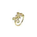 Wasserdichter Blumen-Ranken-Ring mit Zirkonia-Pavé Gold