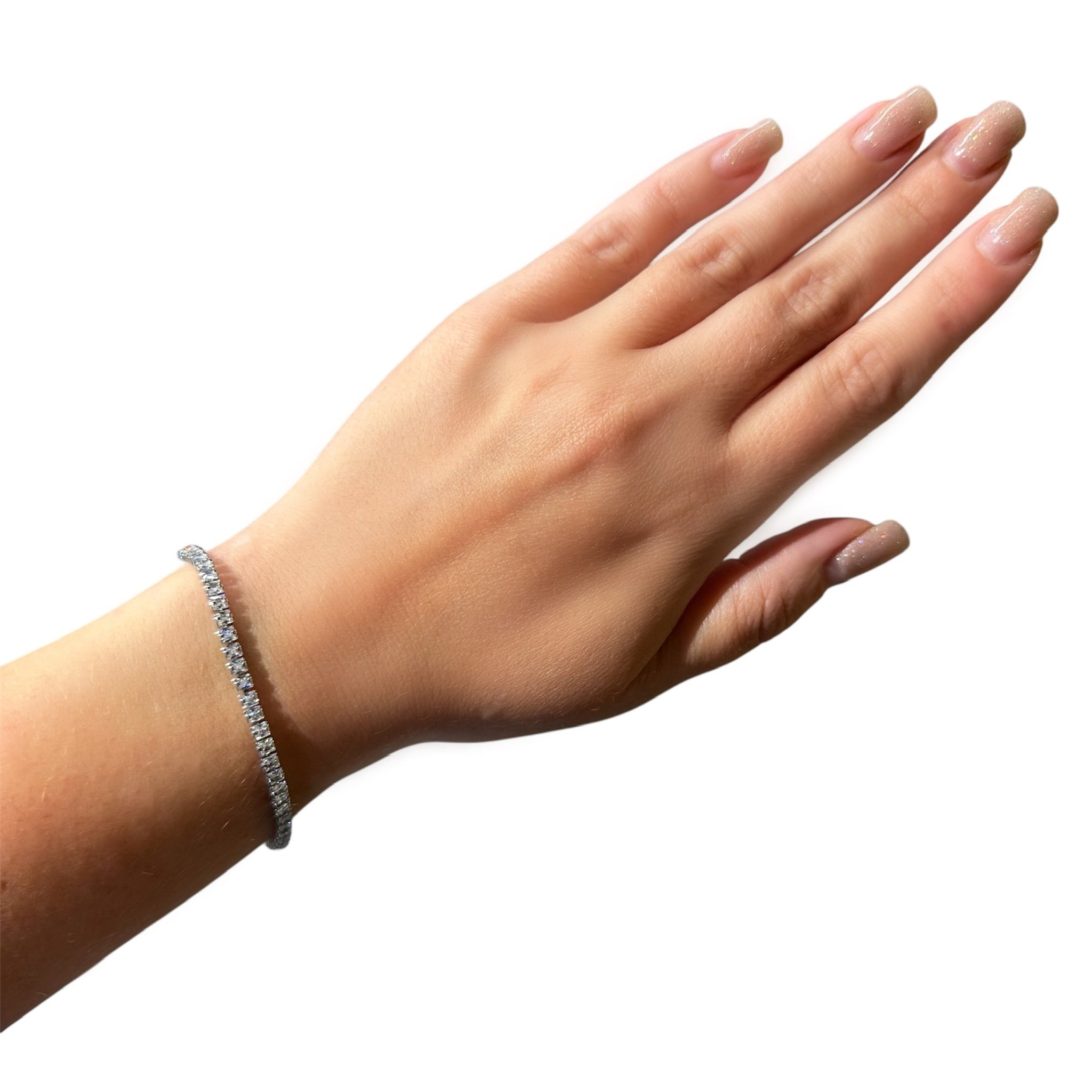 Wasserdichtes Klares Zirkonia Tennis-Armband, quadratisch, silberfarben