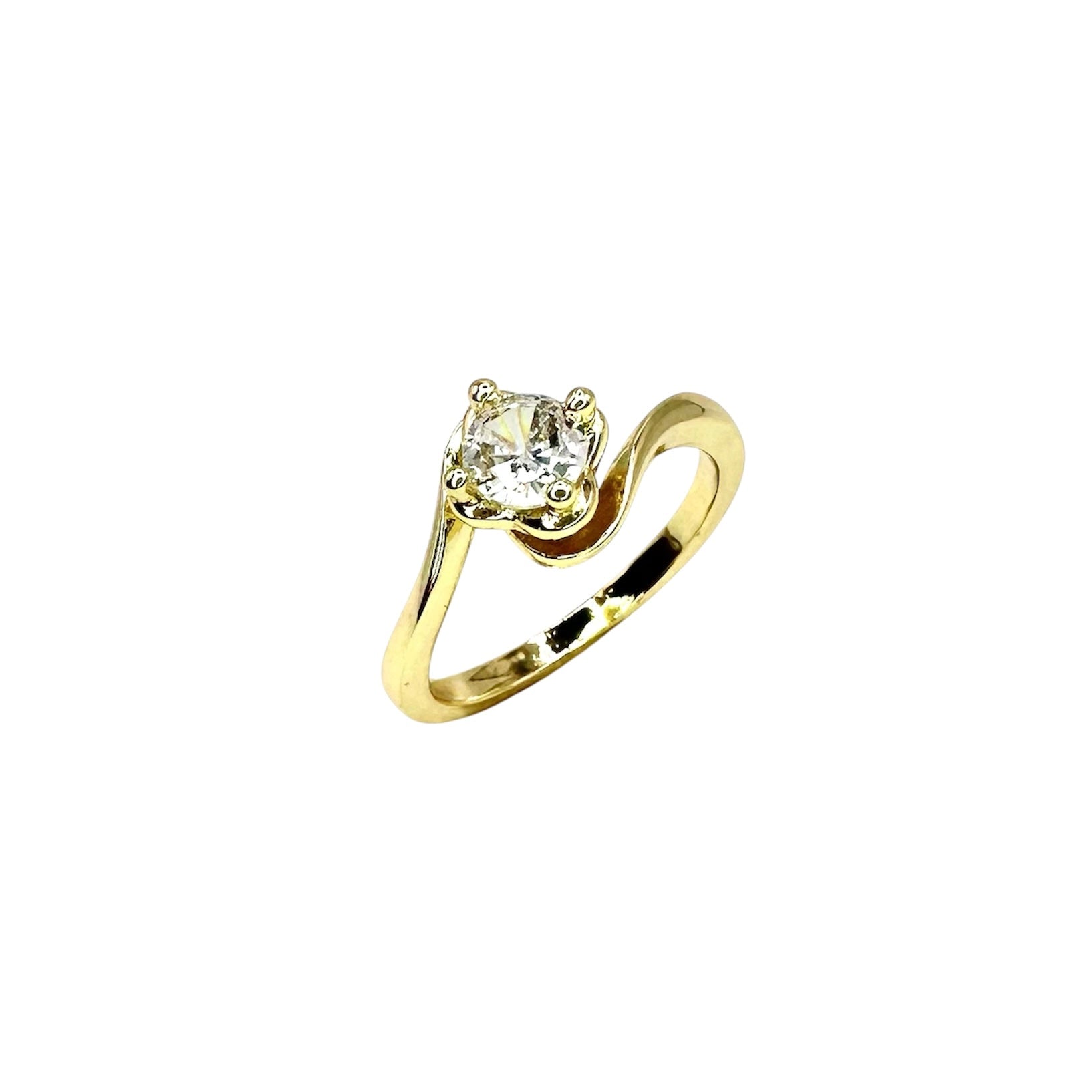 Wasserdichter Bypass-Ring mit Zirkonia Gold