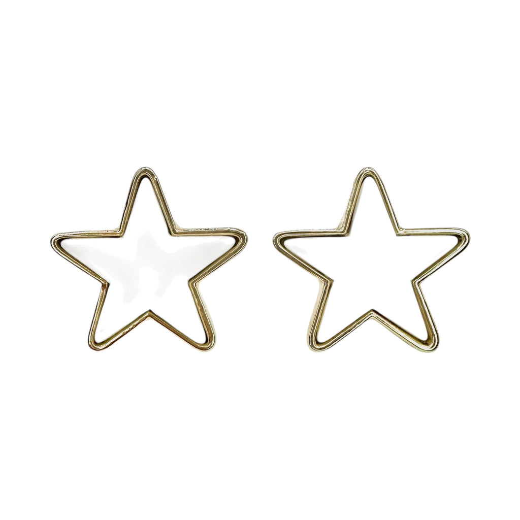 Wasserdichte Ohrstecker Gelbgold Stern Weiße Acryl-Einlage