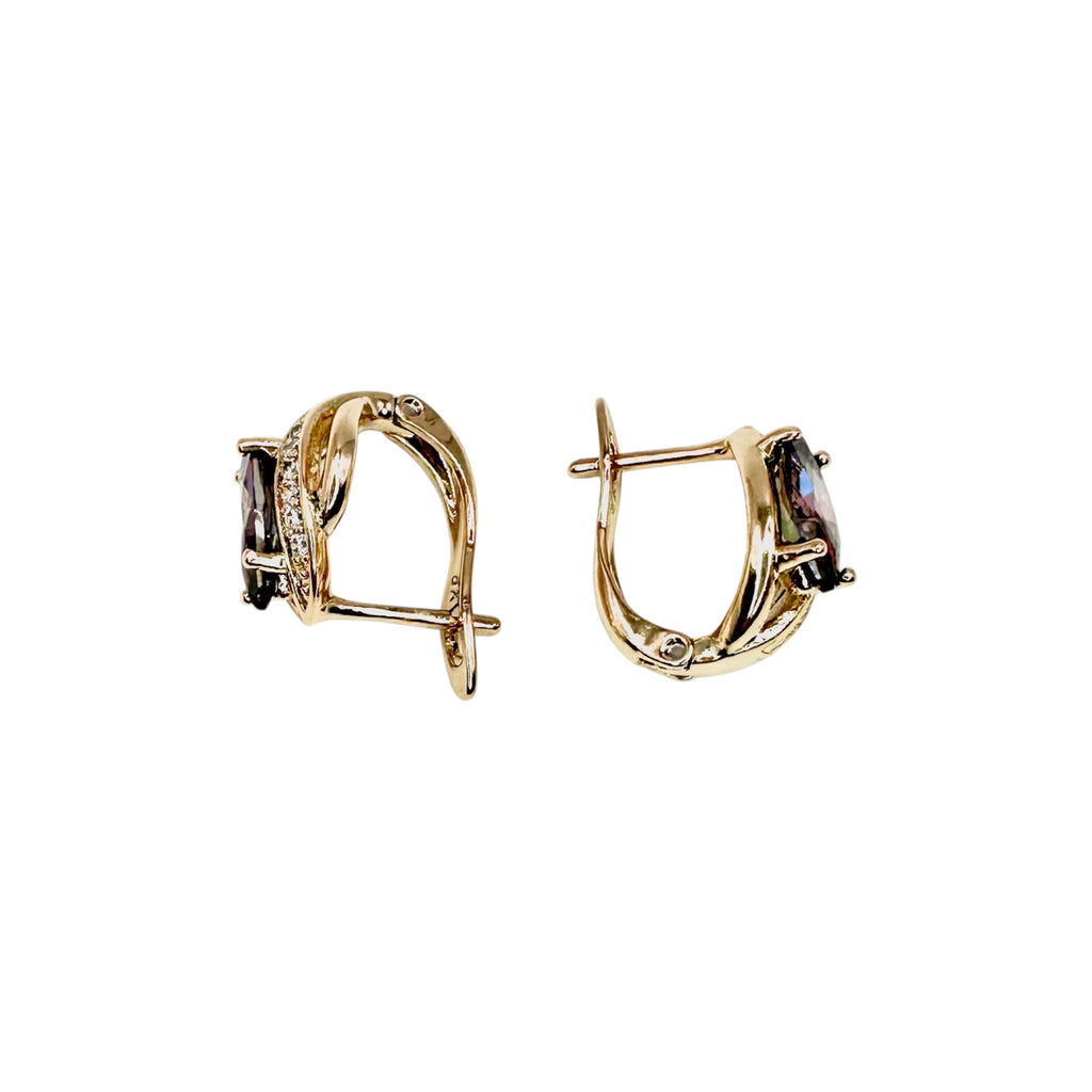Waterproof Earrings Gold Chameleon Marquise Zirconia
