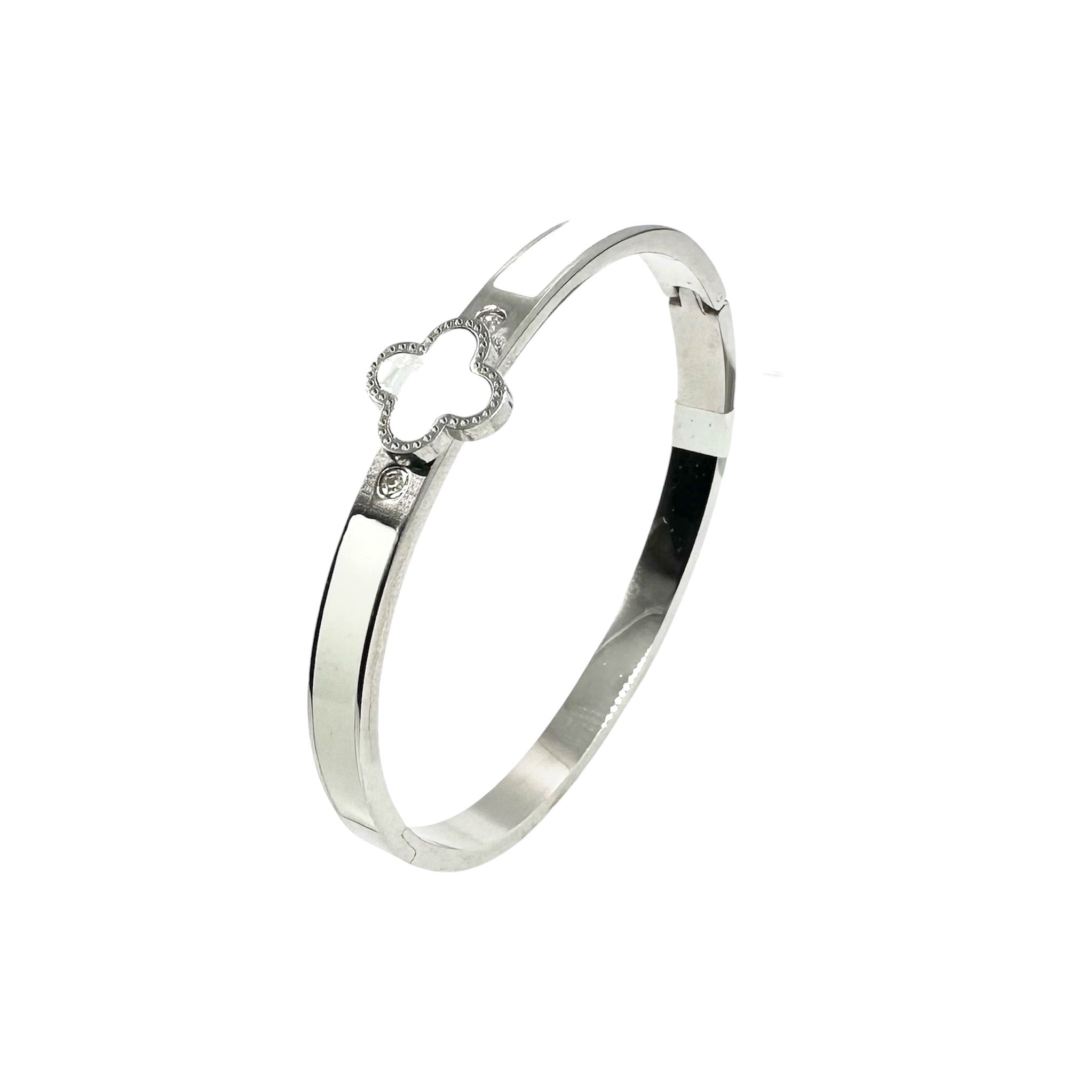 Wasserdichtes Kleeblatt Bangle Armreif Silber