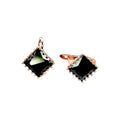 Wasserdichte Ohrringe mit schwarzem Quadrat-Zirkonia 9mm in Kronenfassung, roségoldfarben
