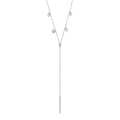 Wasserdichte Y-Lariat-Halskette mit Rosen-Charms, Stern-Zirkonia und Stab-Anhänger Silber
