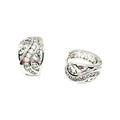 Wasserdichte Huggie Creolen Silber Crossover Kristallpavé Band Florales Durchbruchmuster Vintage