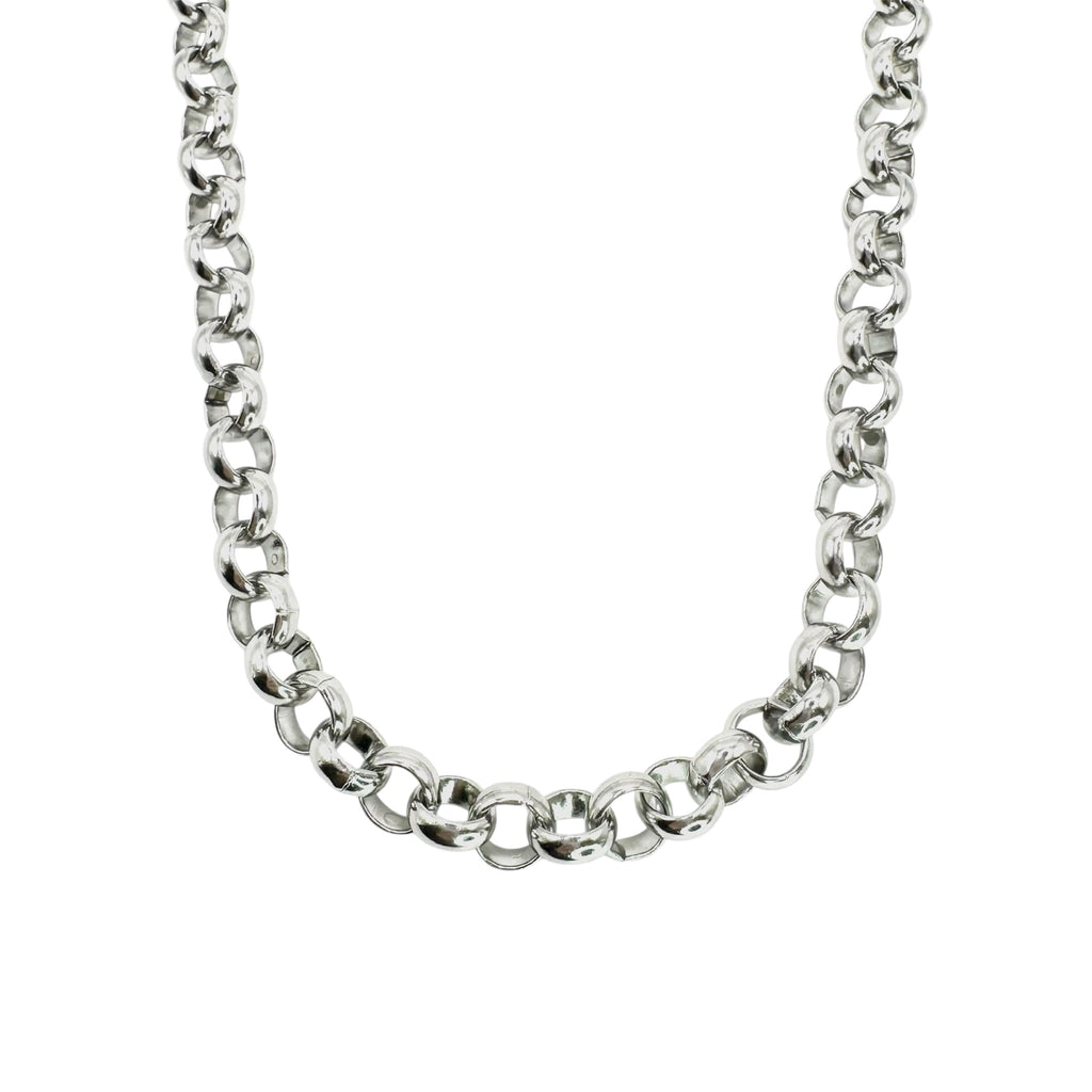 Waterproof Necklace Silver Color 60cm Length 9mm Wide Anchor Chain
