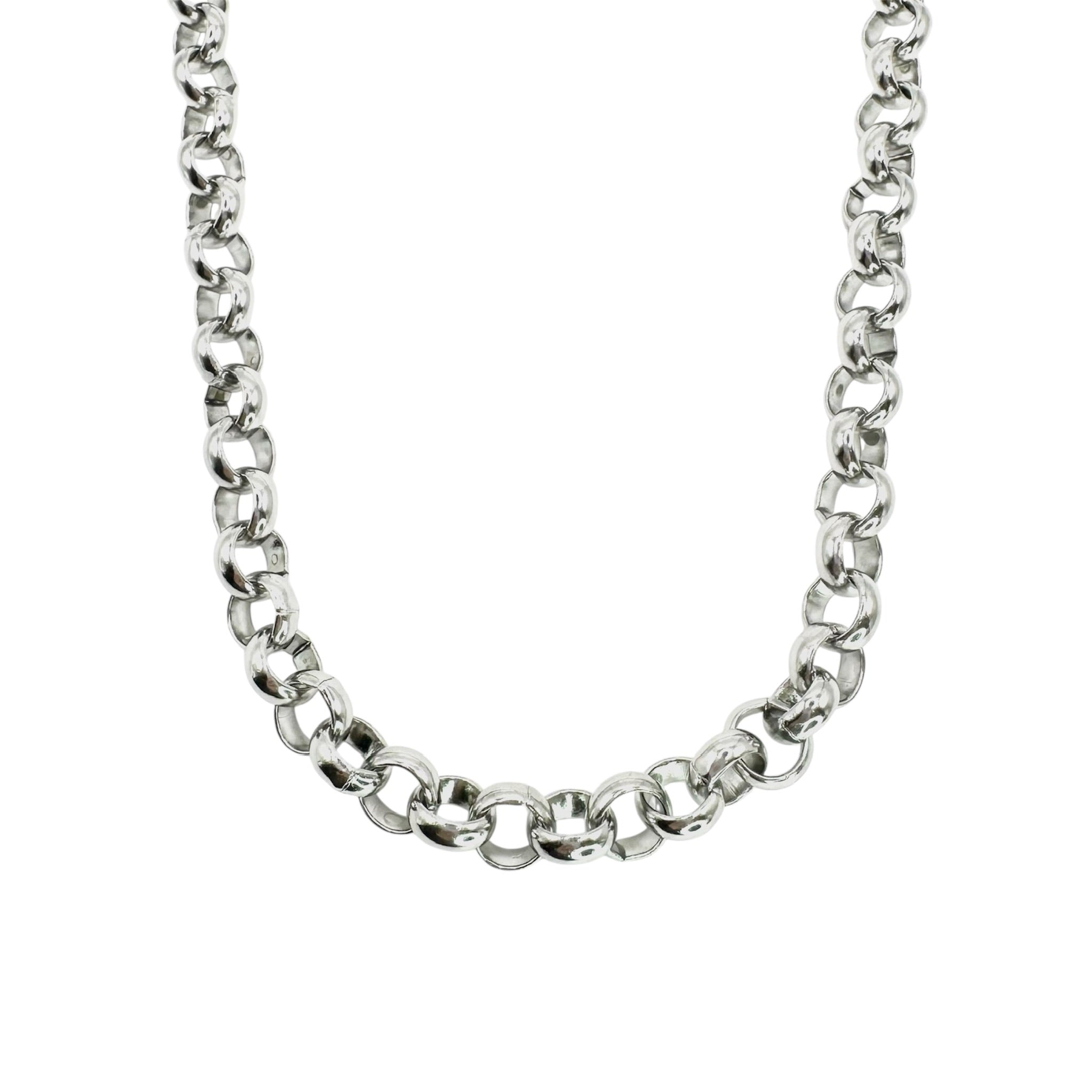Waterproof Necklace Silver Color 60cm Length 9mm Wide Anchor Chain