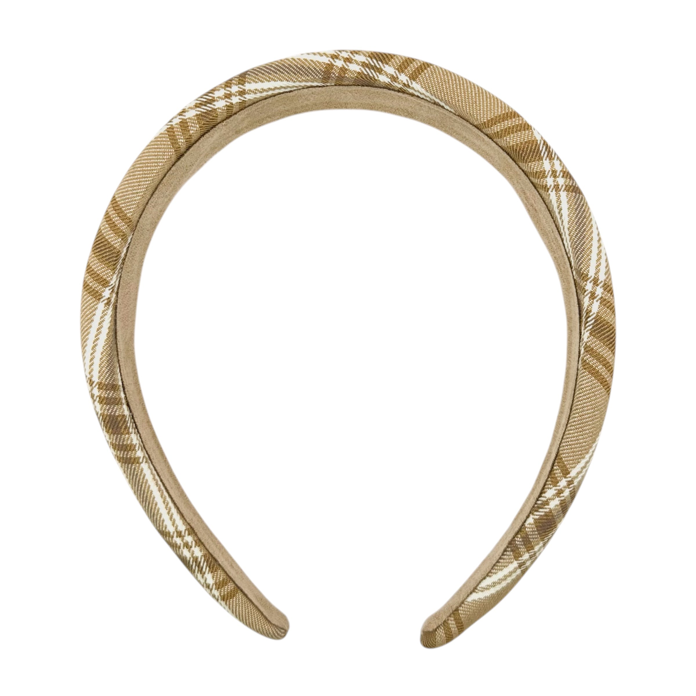 Haarreif Beige Tartan-Karo Gepolstert Handmade 32mm