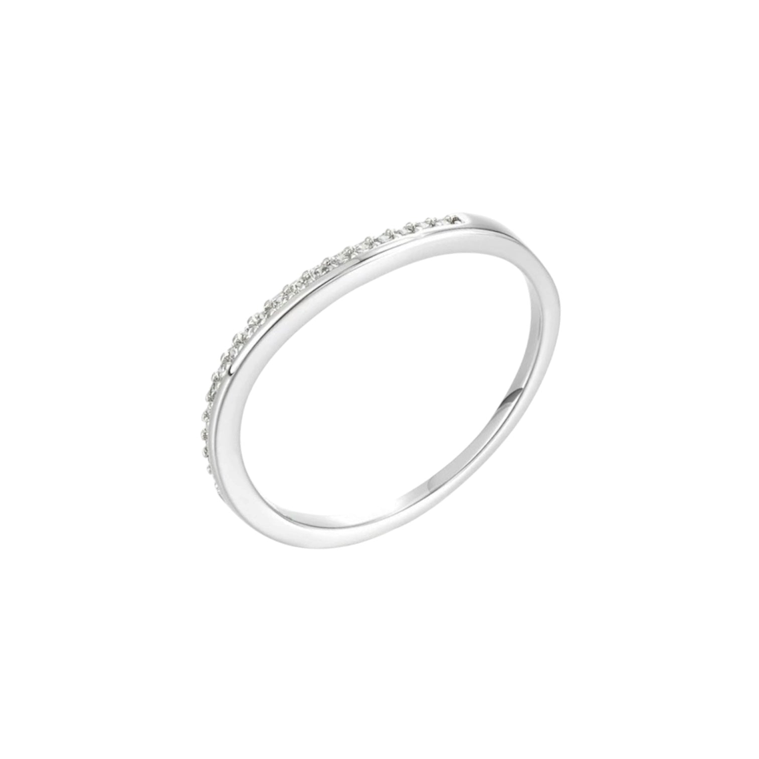 Wasserdichter schmaler Eternity-Ring mit Zirkonia-Pavé Silber