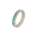Wasserdichter Farbverlauf-Eternity-Ring mit grünen und gelben Zirkonia Silber