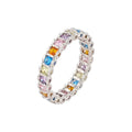 Wasserdichter Regenbogen-Eternity-Ring mit bunten Zirkonia Silber
